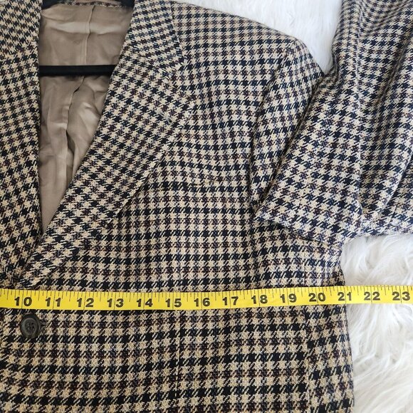 BOSS Blazer Cashmere Wool Sports Coat‎ 42 Plaid Checker Brown Double Vent - Picture 12 of 16